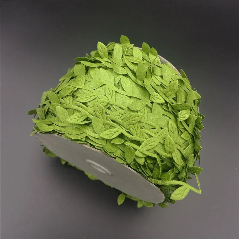 24 Meters Vining Leaf Trim - Green Leaf Ribbon - Fabric Leaves Artificial  Fake Vine - Leaf Garland - Rustic Leaves for Headbands Decor