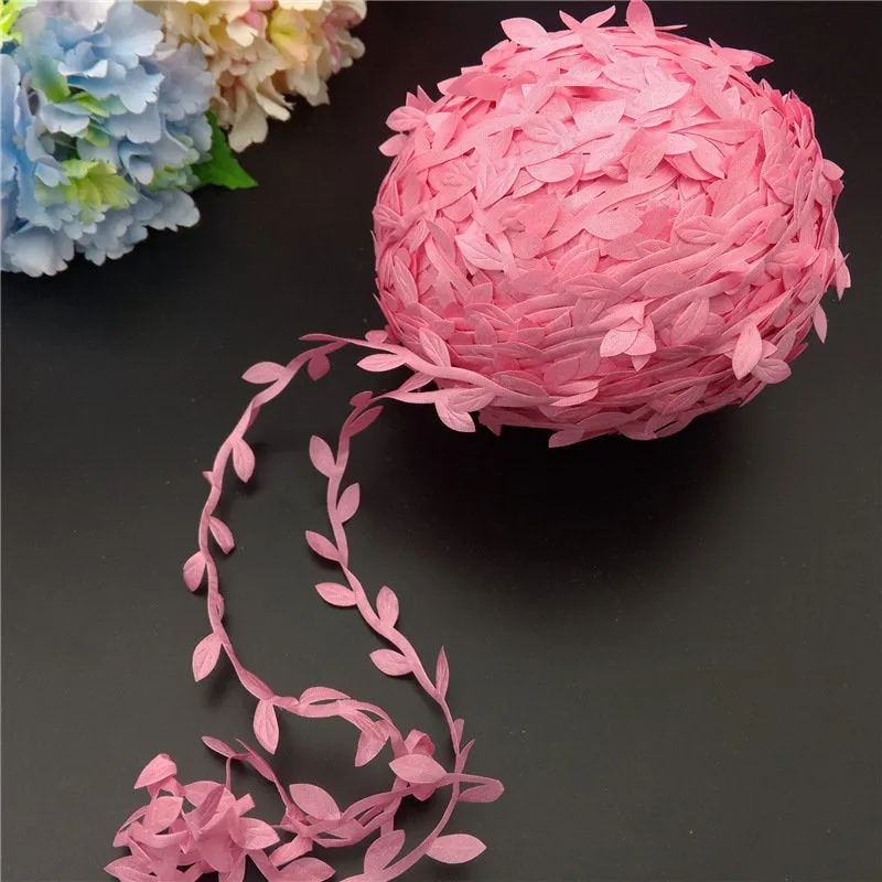 24 Meters Vining Leaf Trim - Green Leaf Ribbon - Fabric Leaves Artificial  Fake Vine - Leaf Garland - Rustic Leaves for Headbands Decor