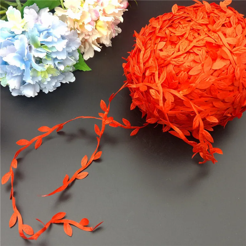24 Meters Vining Leaf Trim - Green Leaf Ribbon - Fabric Leaves Artificial  Fake Vine - Leaf Garland - Rustic Leaves for Headbands Decor