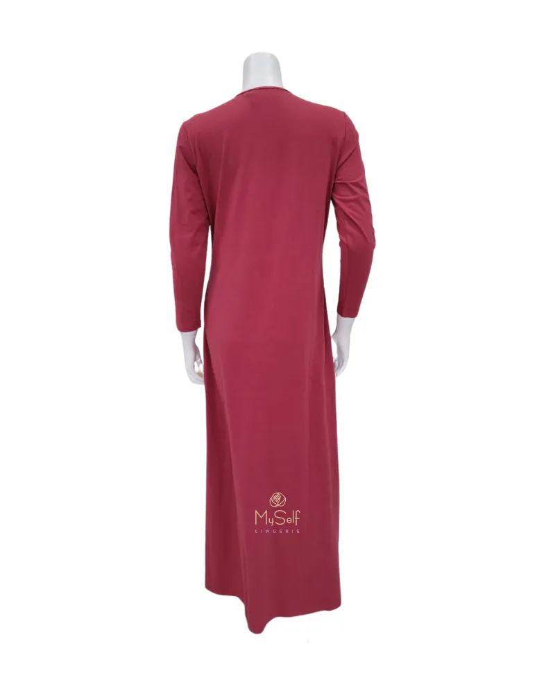 AC-070C Grapefruit Rope Design Cotton Coverall Nursing Nightgown