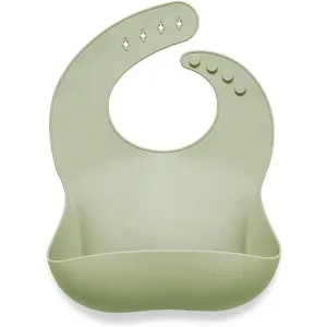 Ali   Oli Silicone Baby Bib Roll Up & Stay Closed (Light Sage)