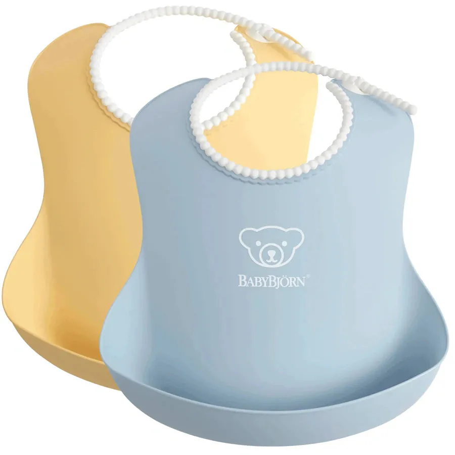 BabyBjorn Baby Bib (Powder Yellow/Powder Blue) - Pack of 2