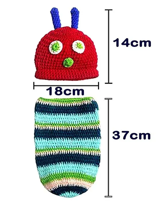 Babymoon Caterpillar Set Pouch Wrap with Cap Newborn Photography Props