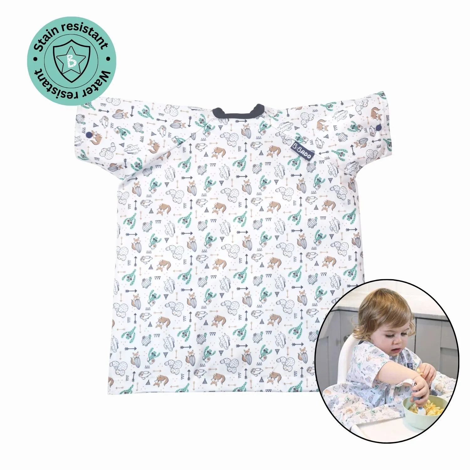 Bibado Short Sleeve Coverall Weaning Bib Desert Hide & Seek