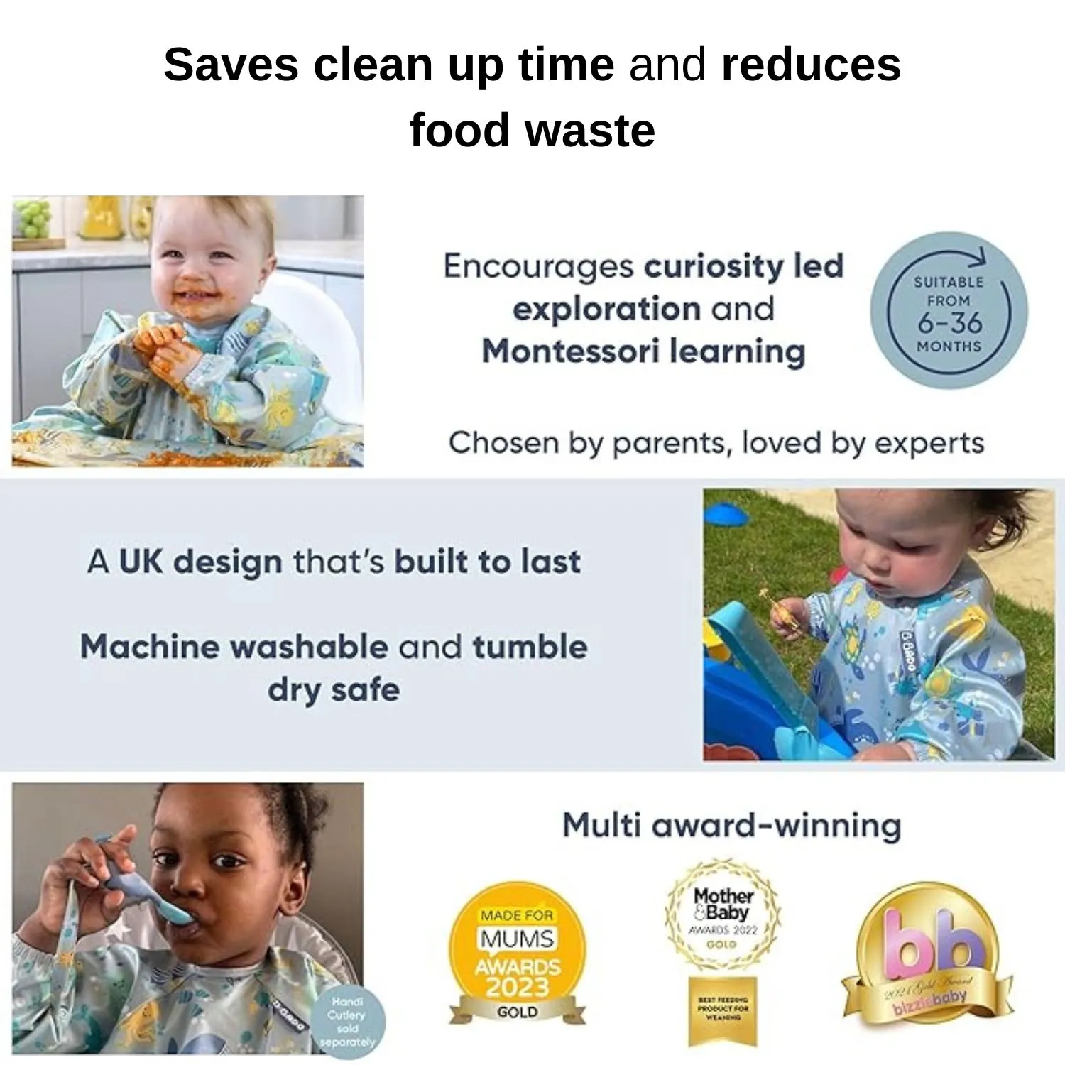 Bibado Short Sleeve Coverall Weaning Bib Desert Hide & Seek