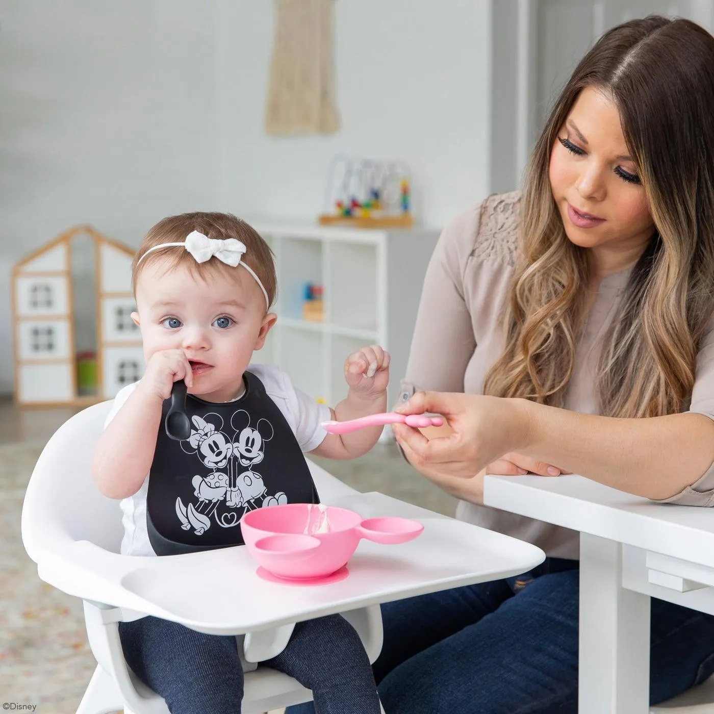 Bumkins Silicone Bibs - Mickey   Minnie Love