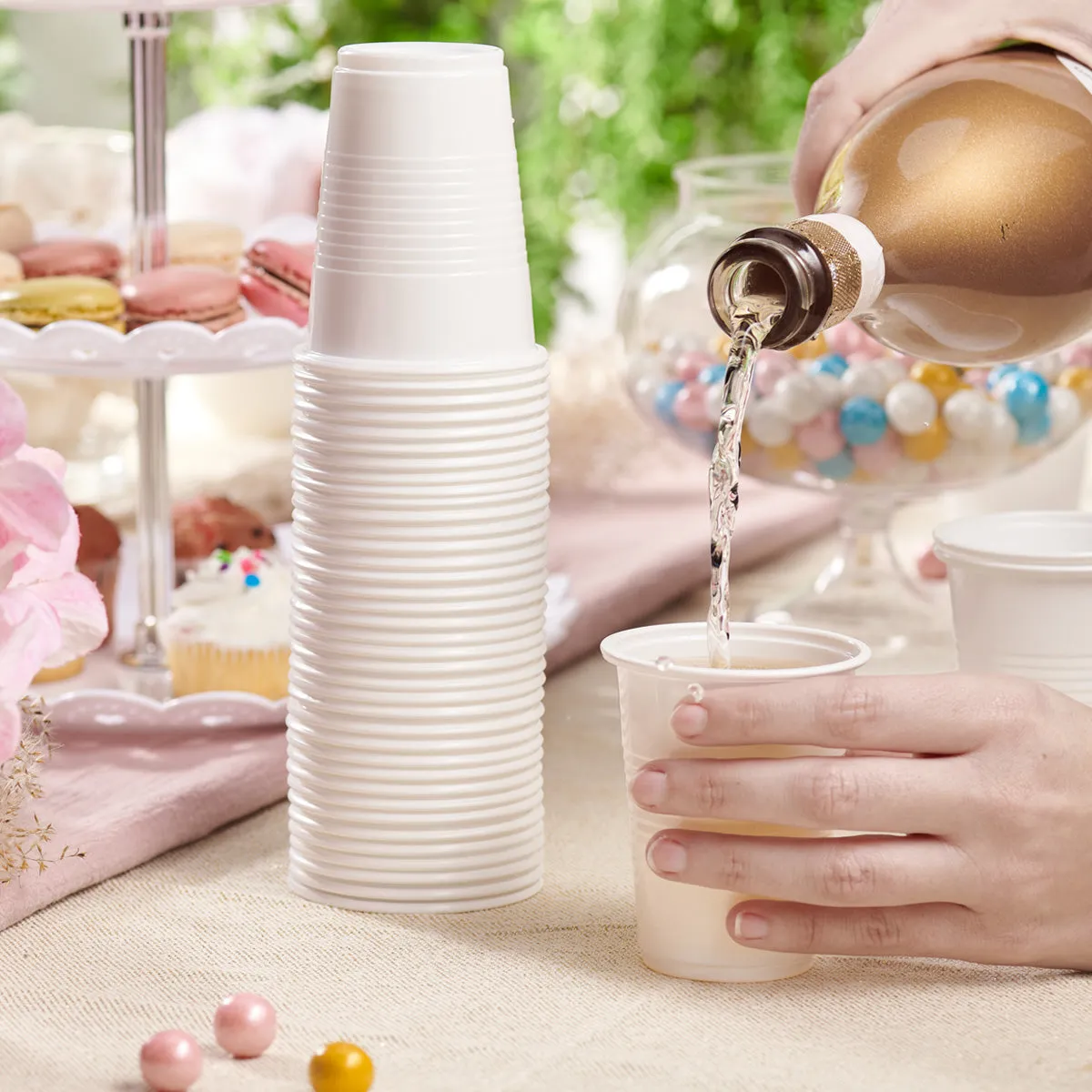 [Case of 2000] 7 oz. White Disposable Plastic Cups - Cold Party Drinking Cups