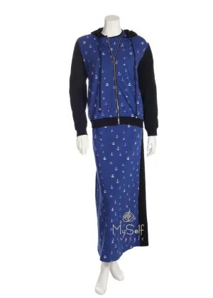 Citrus Royal Blue Zip Up Hoodie with Anchor Print