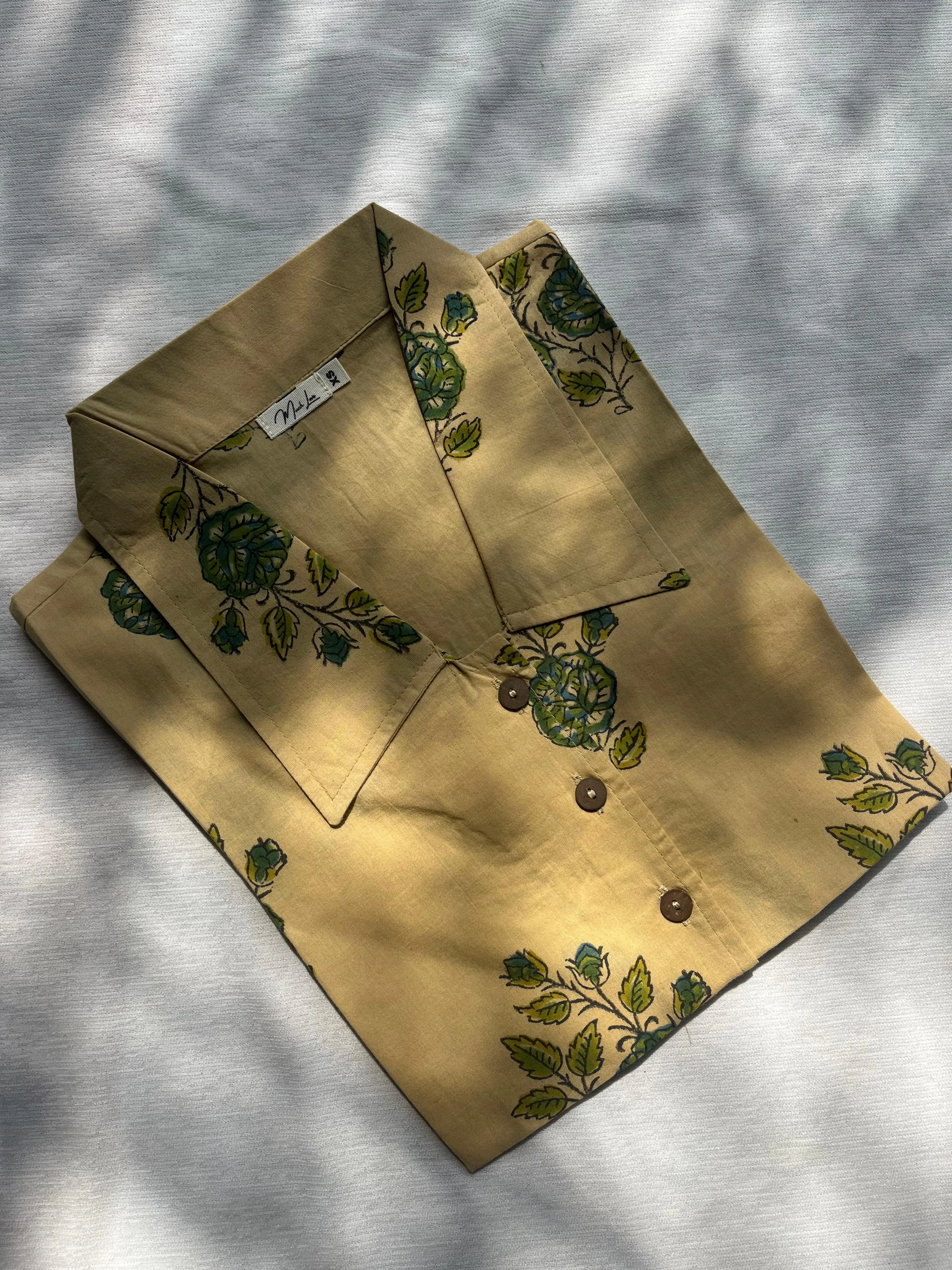 Crop top - Beige Floral (Handblock)