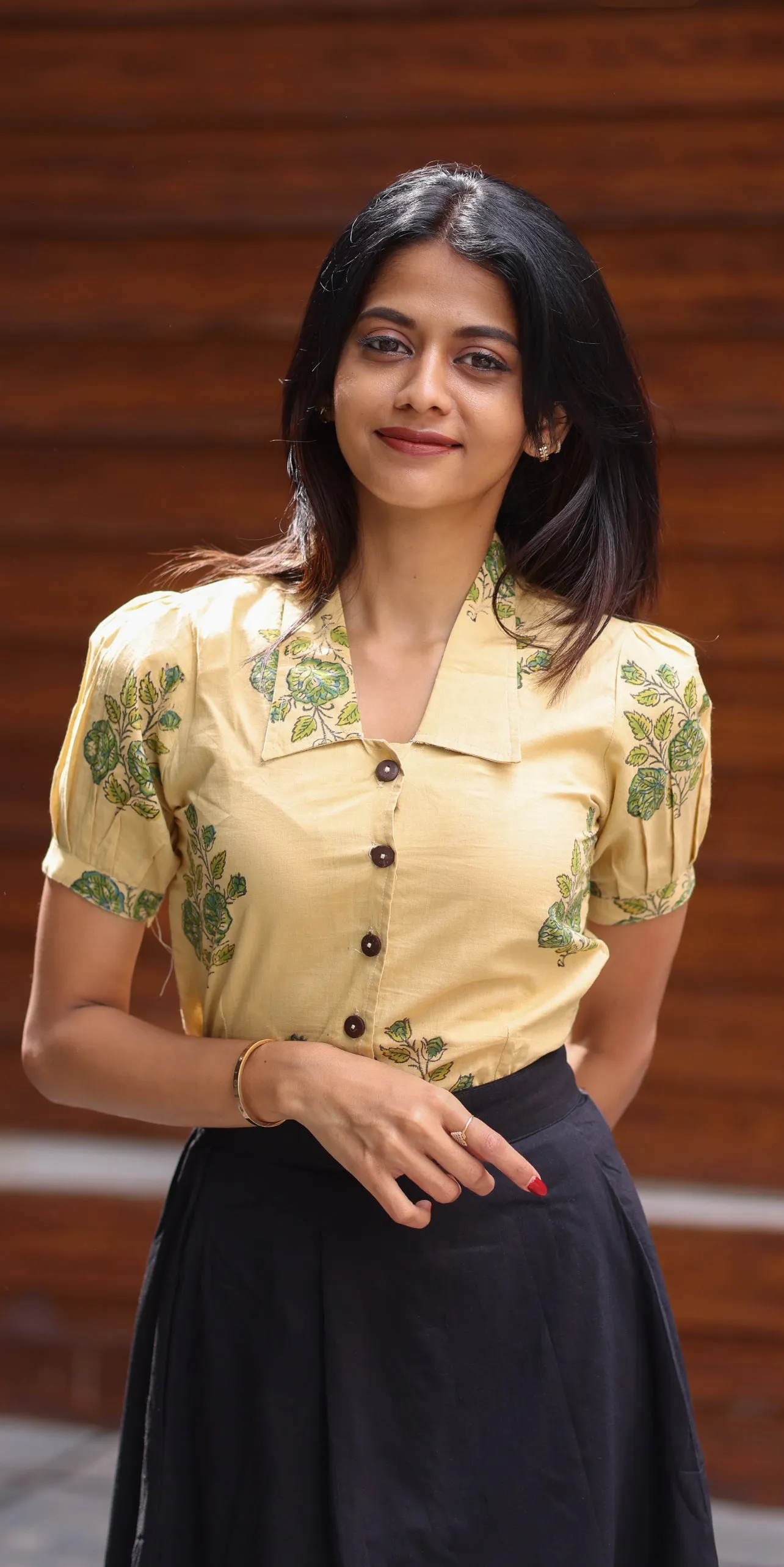 Crop top Combo- Beige Floral (Handblock)