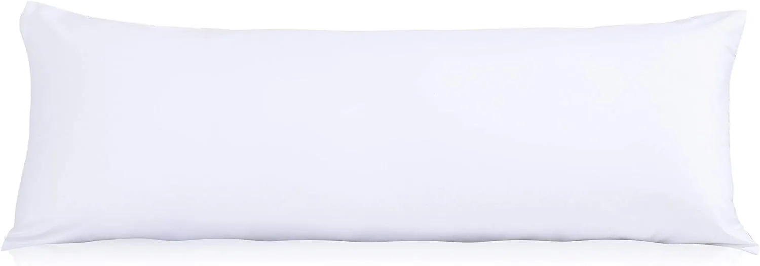 EDMUND - Cotton Finished Ultra Soft Microfiber Large Body Pillow, Cuddle Pillow, Long Large Pillows for Use During Pregnancy, Side Sleeper Pillow - White Solid | (54 x 20 Inches, Set of 1)