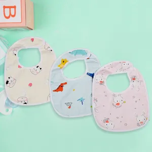 Feeding Bibs Pack Of 3 Animals Cartoons Multicolour