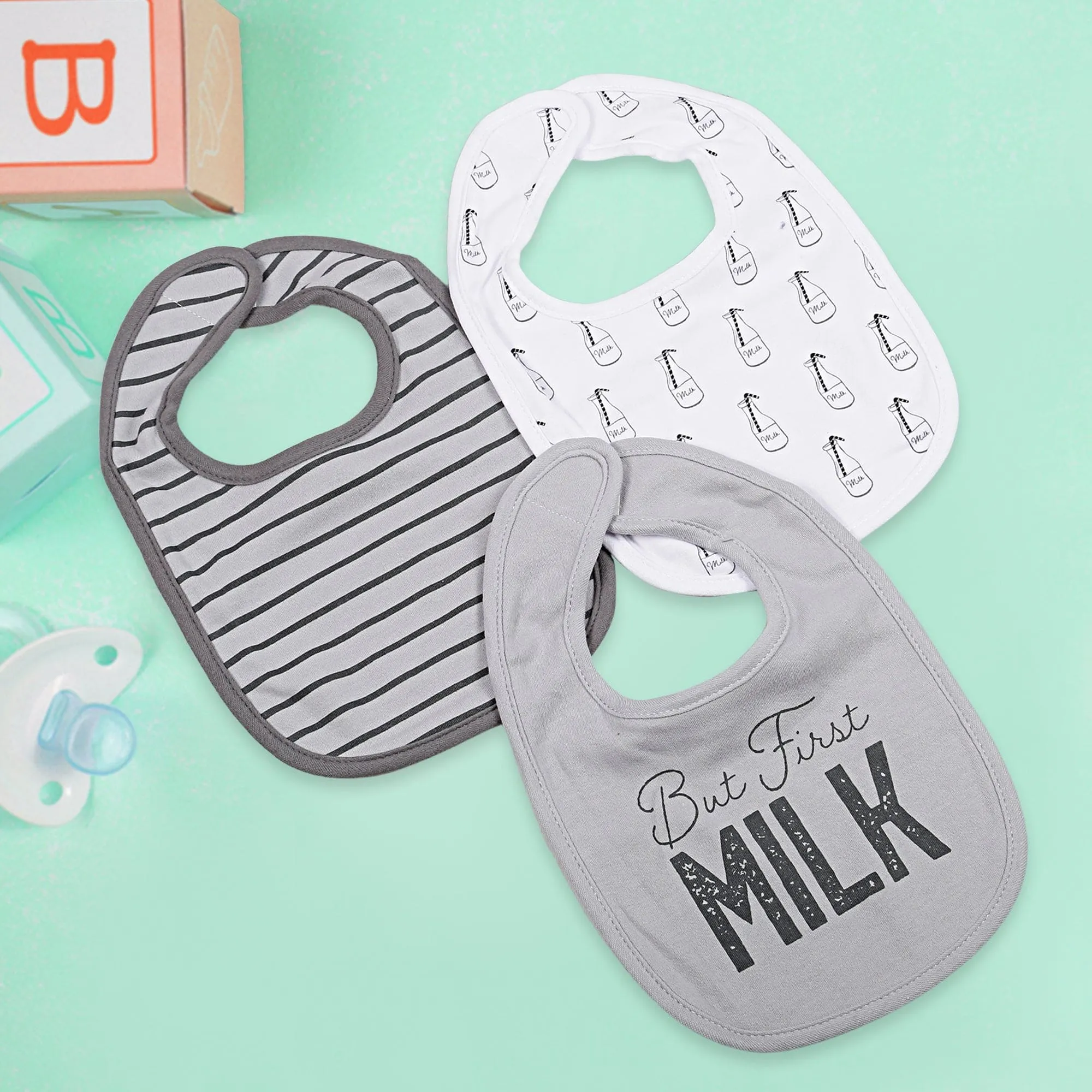 Feeding Bibs Pack Of 3 But First Milk Multicolour