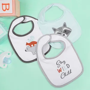 Feeding Bibs Pack Of 3 Wild Child White And Mint Green