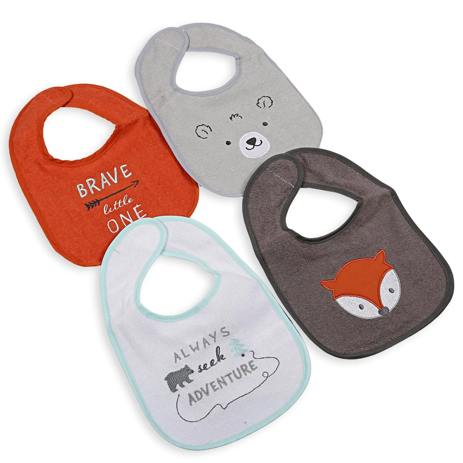 Feeding Bibs Pack Of 4 Adventurous Fox Multicolour
