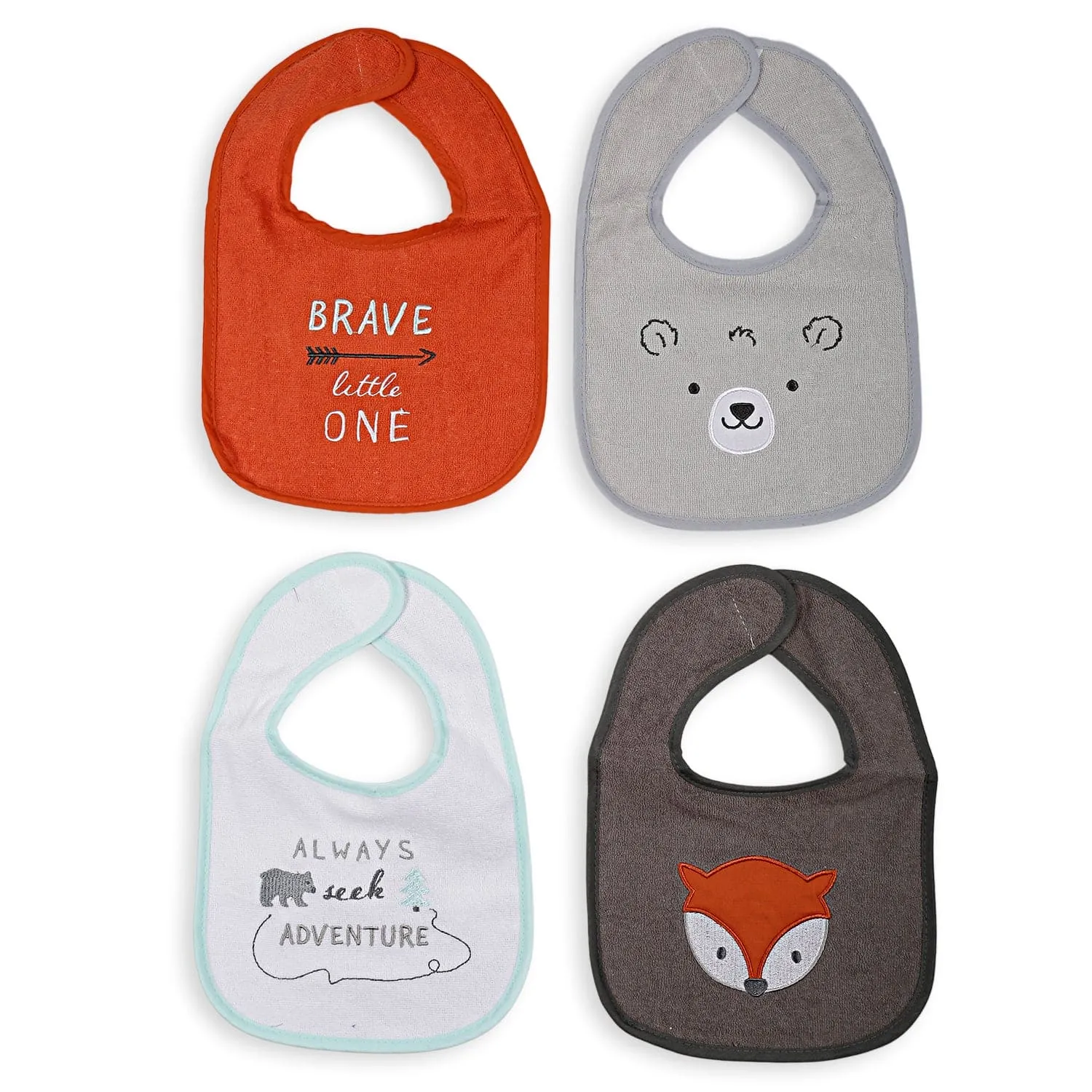 Feeding Bibs Pack Of 4 Adventurous Fox Multicolour