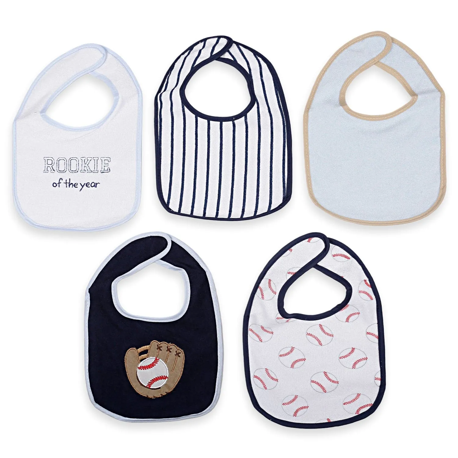 Feeding Bibs Pack Of 5 Baseball Rookie Multicolour