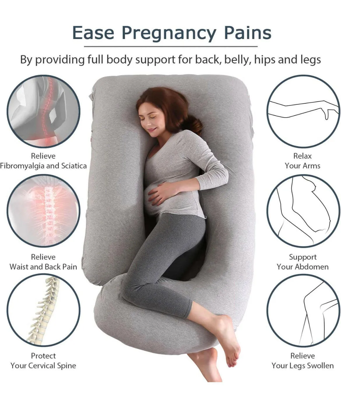 Full Body Maternity Pillows with Removable Cover