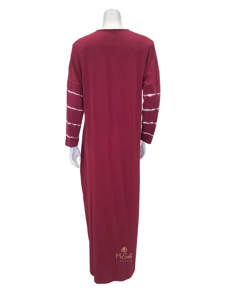 FW21N04A Berry Tie Dye Button Down Cotton Nightgown
