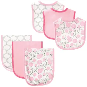 Hudson Baby Cotton Bib and Burp Cloth Set, Flower