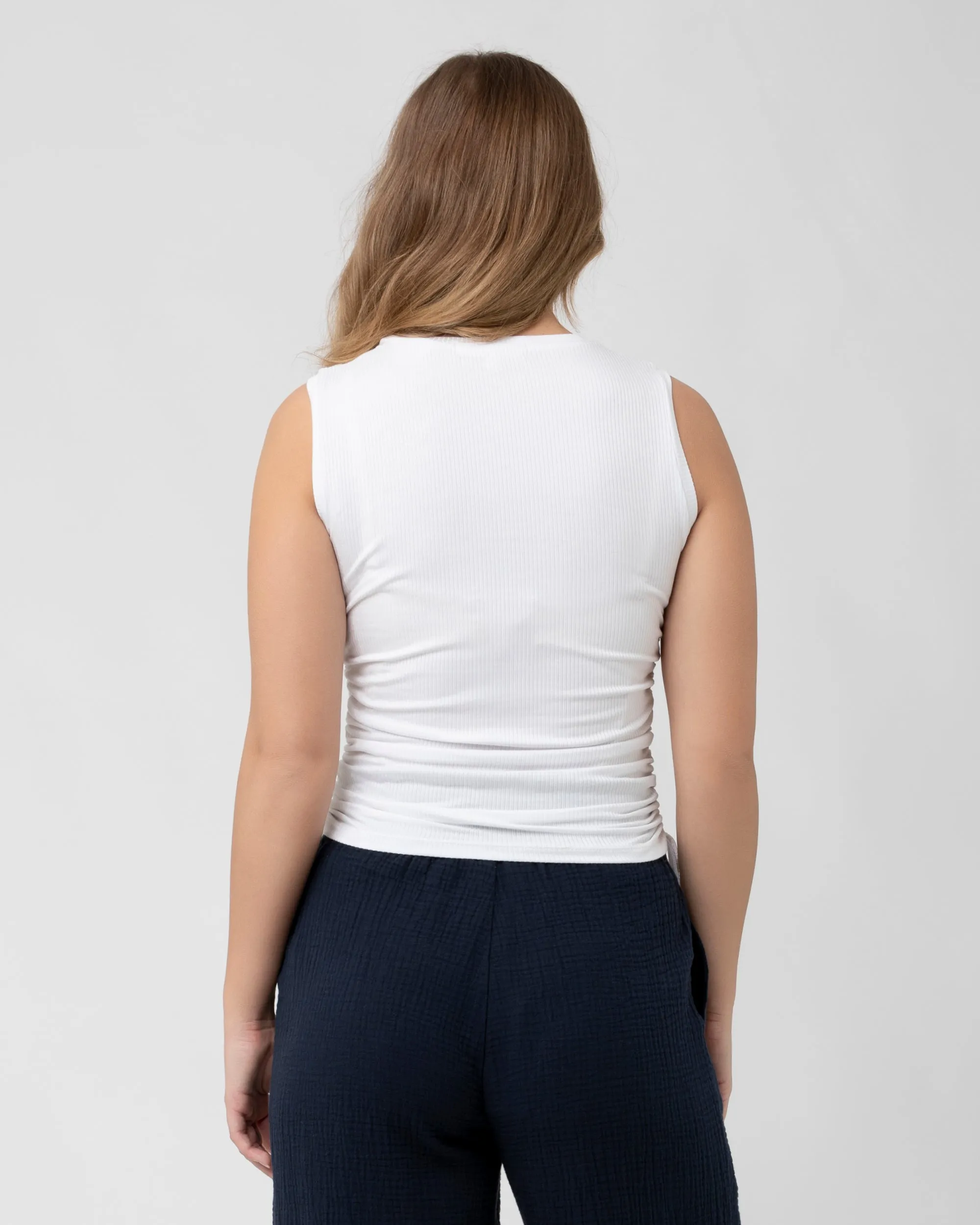 Jodie Ruched Rib Tank White