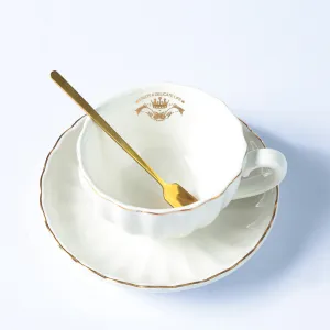 MINISO Lotus Designed Ceramic Coffee Mug with Golden Rim 210mL(White)