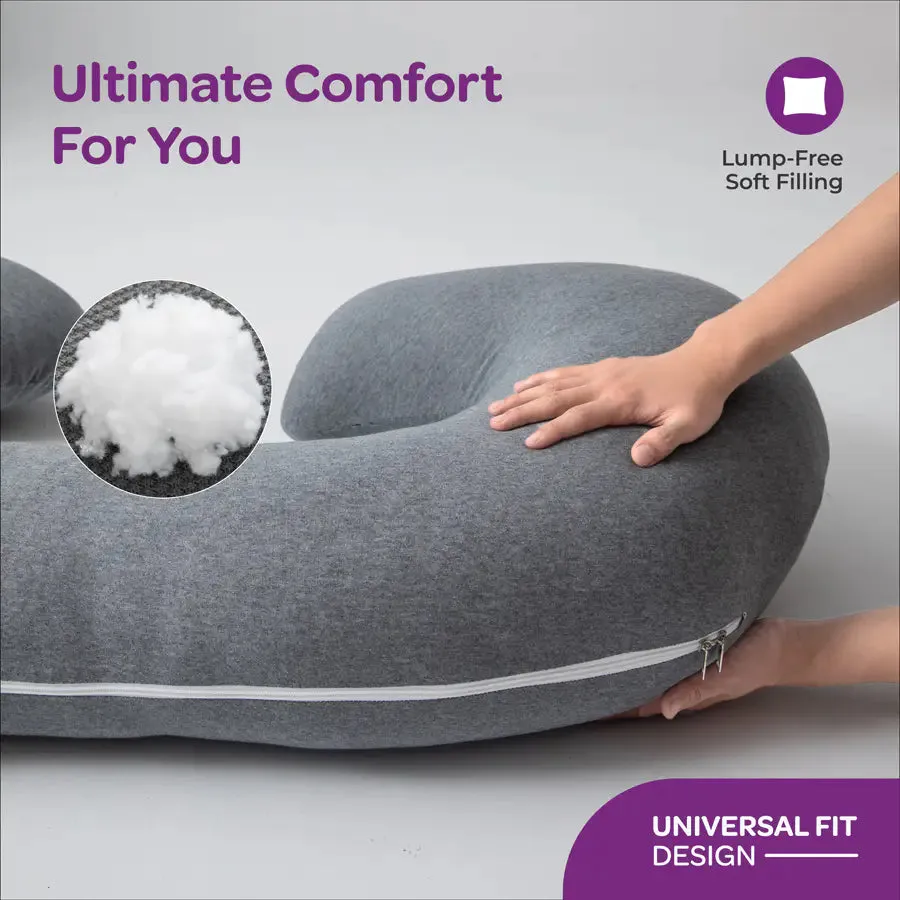 Moon Organic C Shaped Maternity Pillow (Grey)