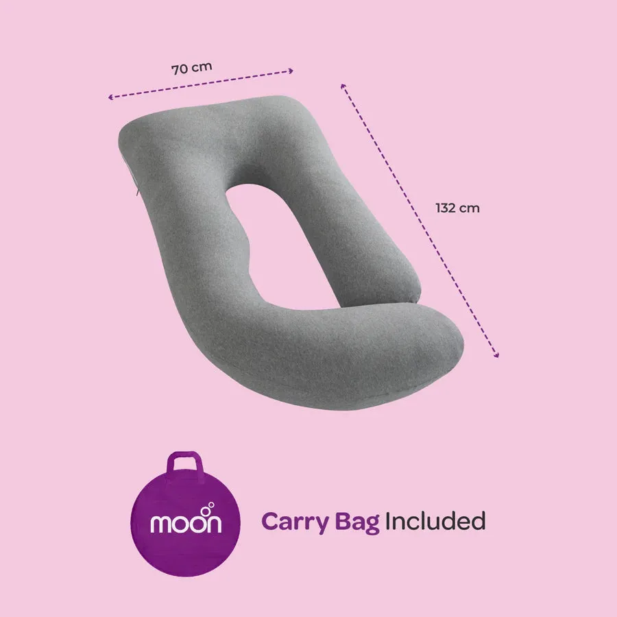 Moon Organic U Shaped Contour Maternity Pillow (Light Grey)