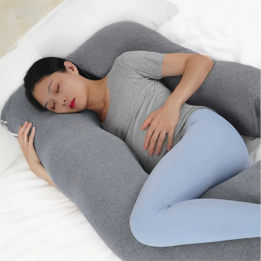 Moon Organic U Shaped Contour Maternity Pillow (Light Grey)