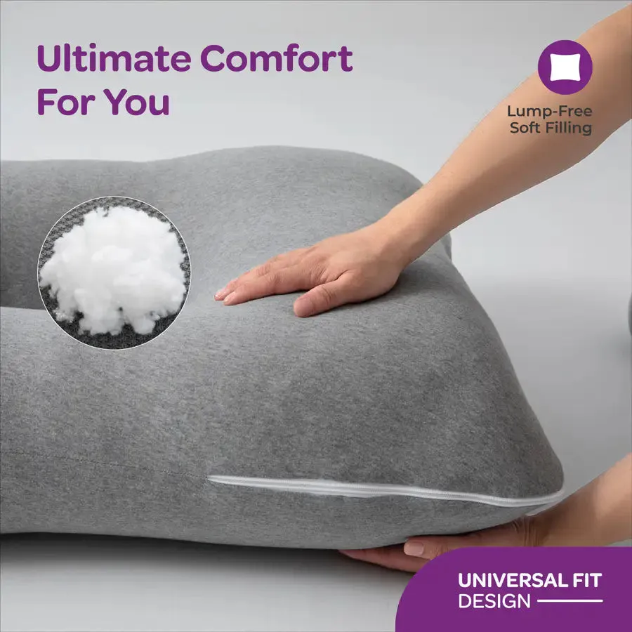 Moon Organic U Shaped Contour Maternity Pillow (Light Grey)