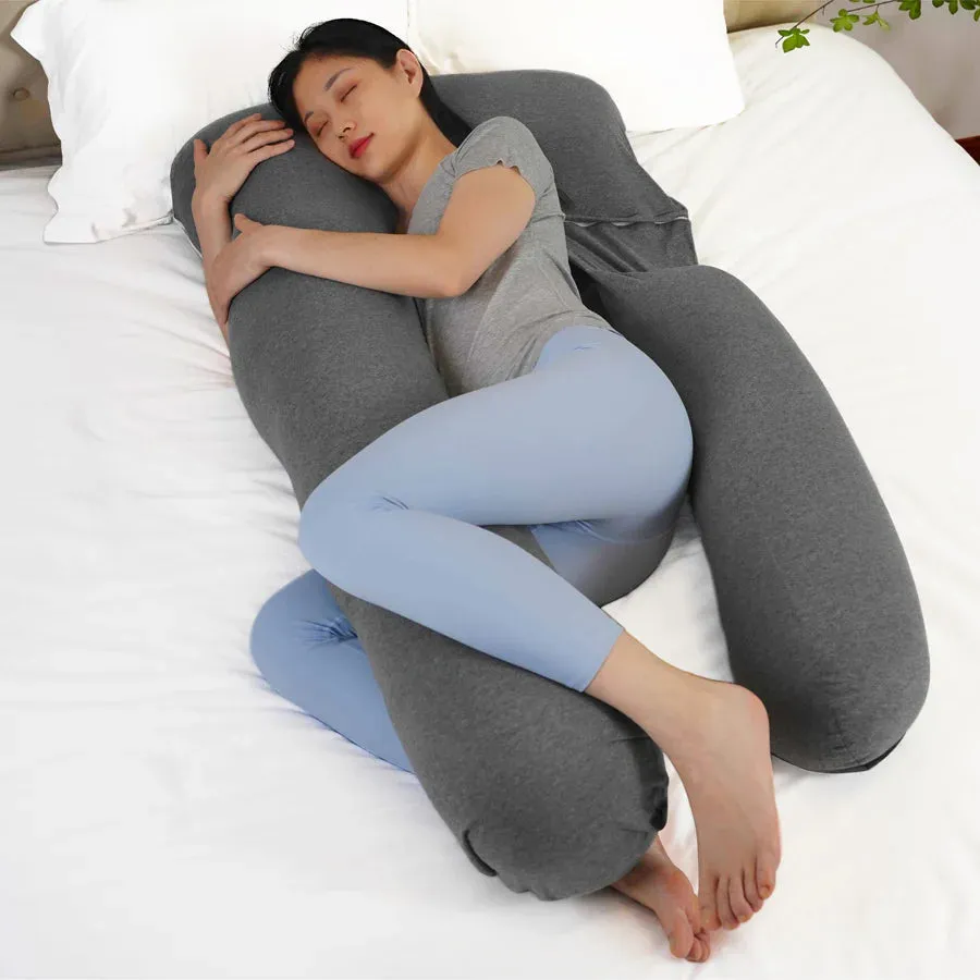 Moon U Shaped Maternity Pillow With Back Support (Grey)