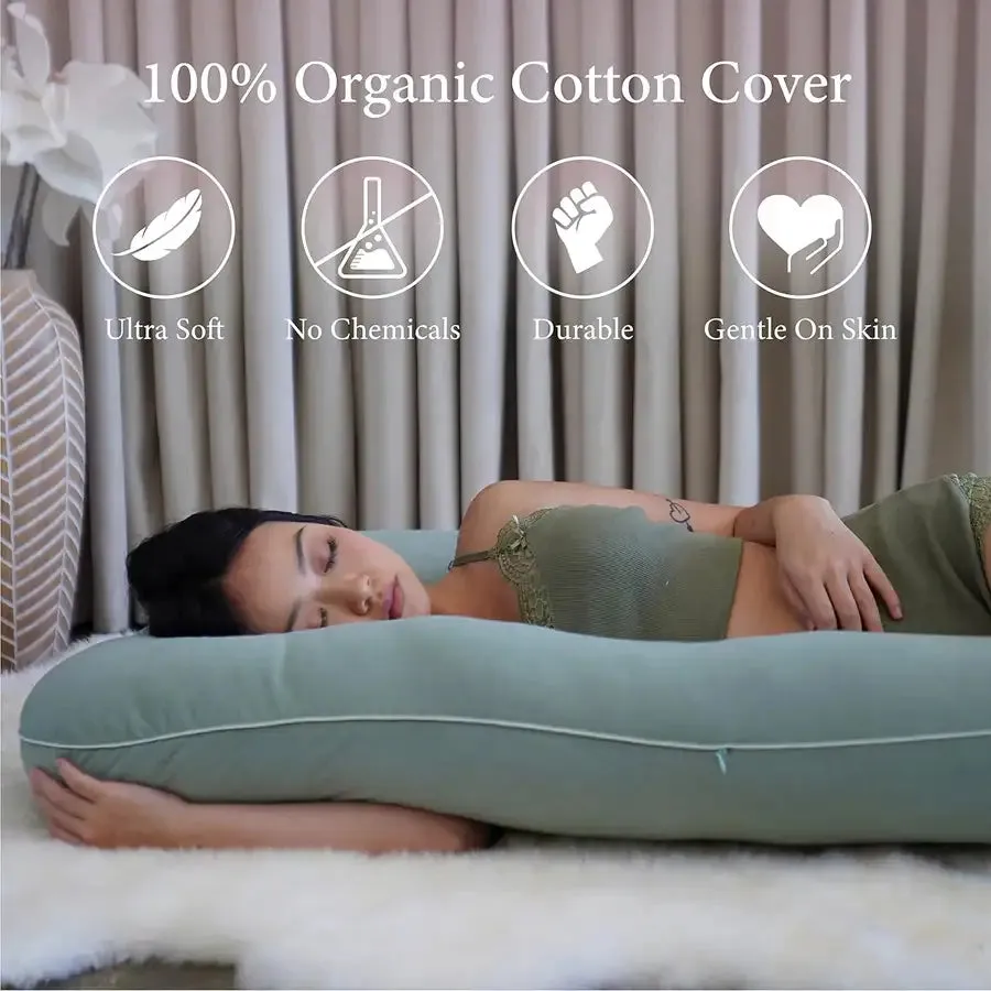 Pharmedoc U Shape Full Body Pillow - Jersey Cotton Sage Cover