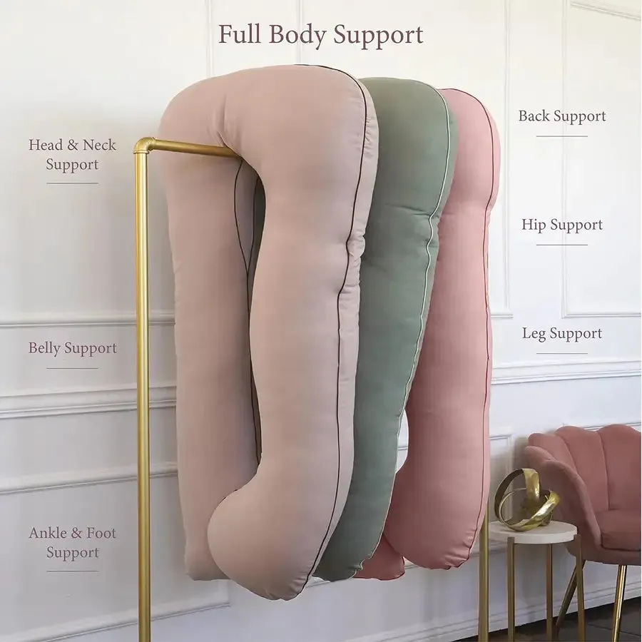 Pharmedoc U Shape Full Body Pillow - Jersey Cotton Sage Cover