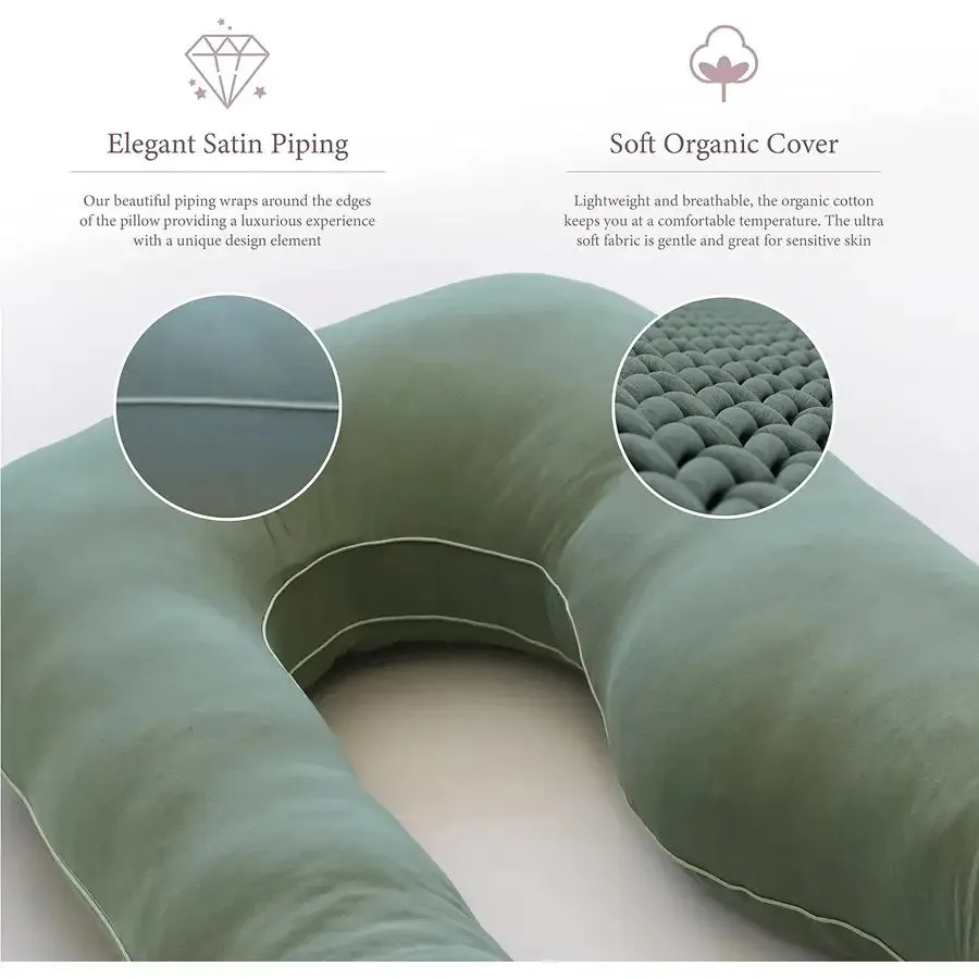 Pharmedoc U Shape Full Body Pillow - Jersey Cotton Sage Cover