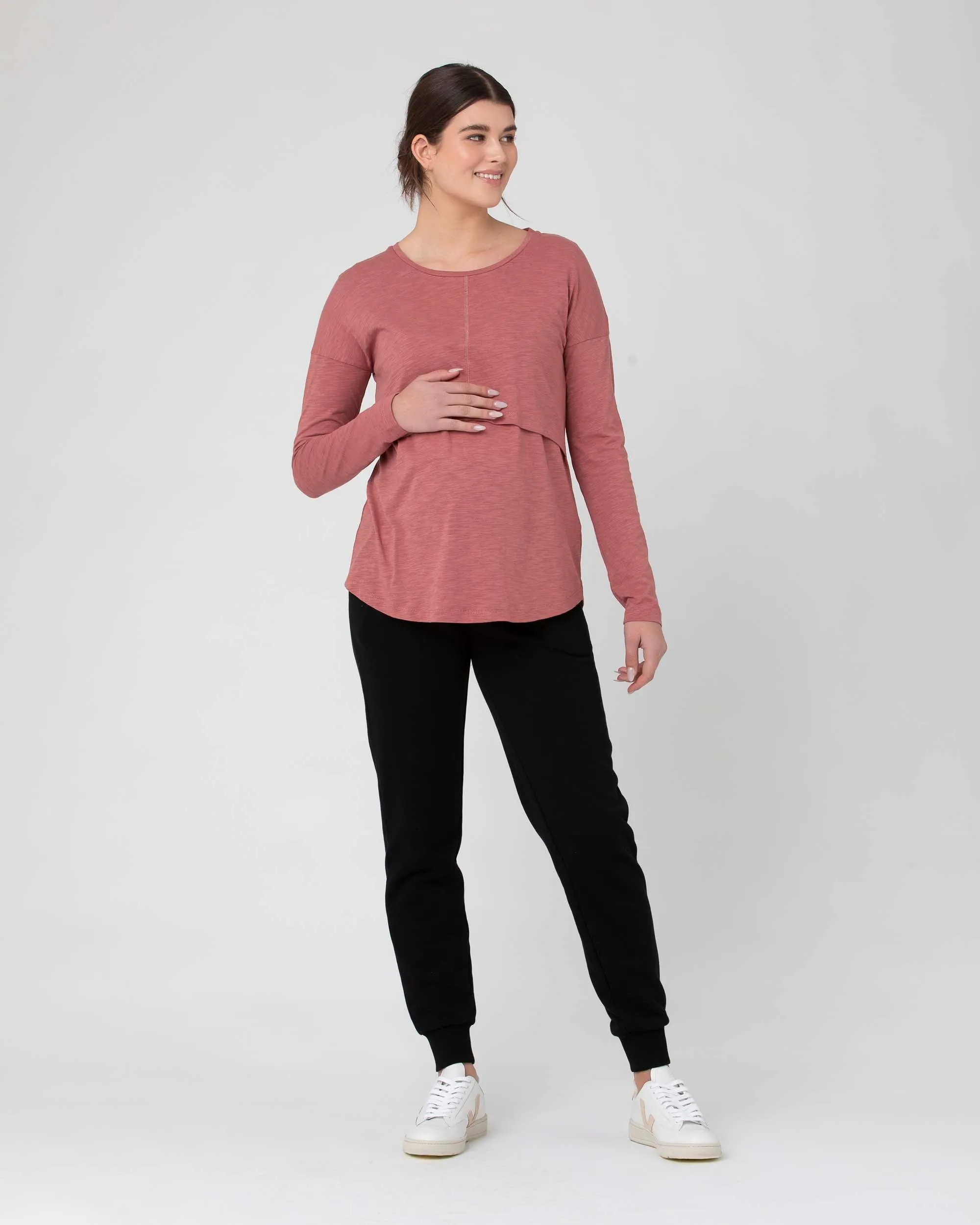 'Richie' Long Sleeve Nursing Tee - Rouge