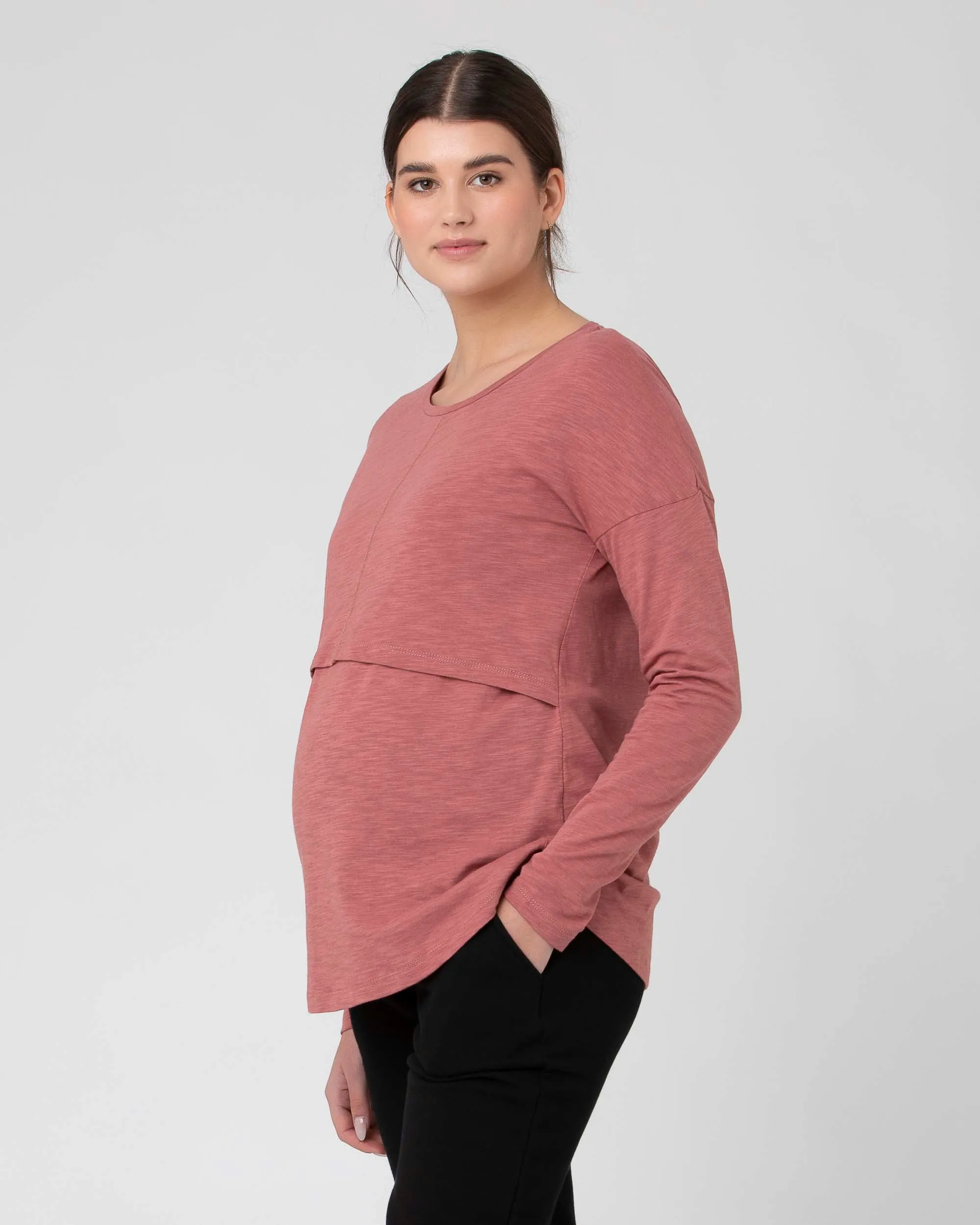 'Richie' Long Sleeve Nursing Tee - Rouge