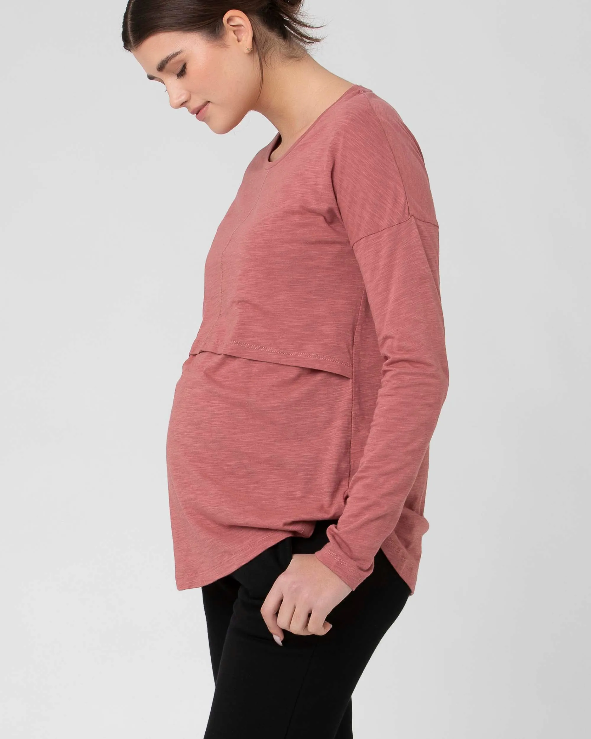 'Richie' Long Sleeve Nursing Tee - Rouge