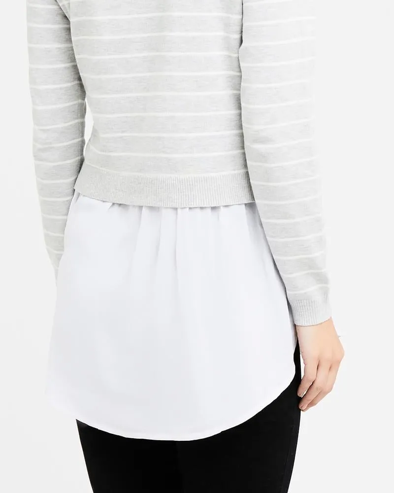 'Sia' Nursing Knit - Silver Marle / White
