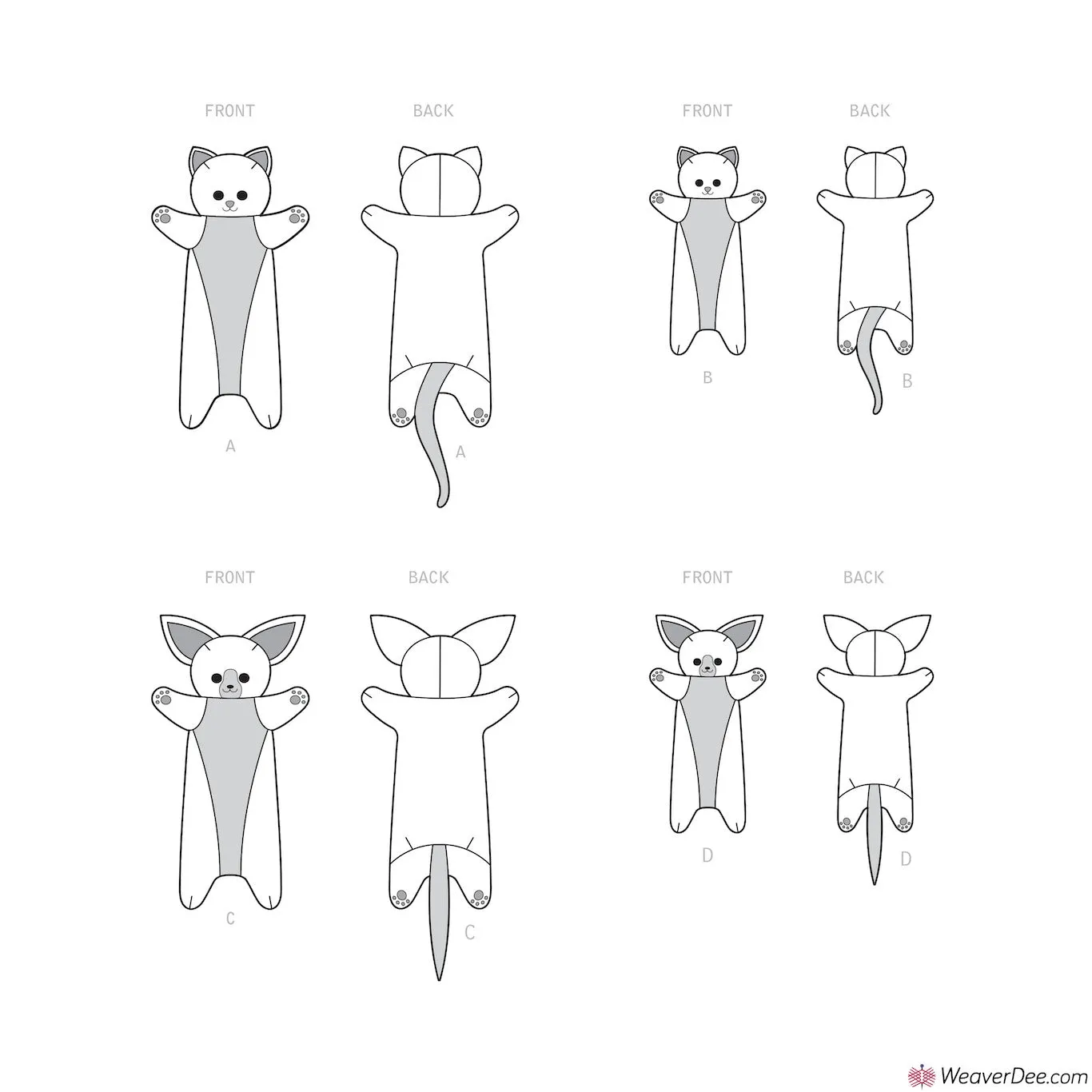 Simplicity Pattern S9362 Animal Plush Body Pillows
