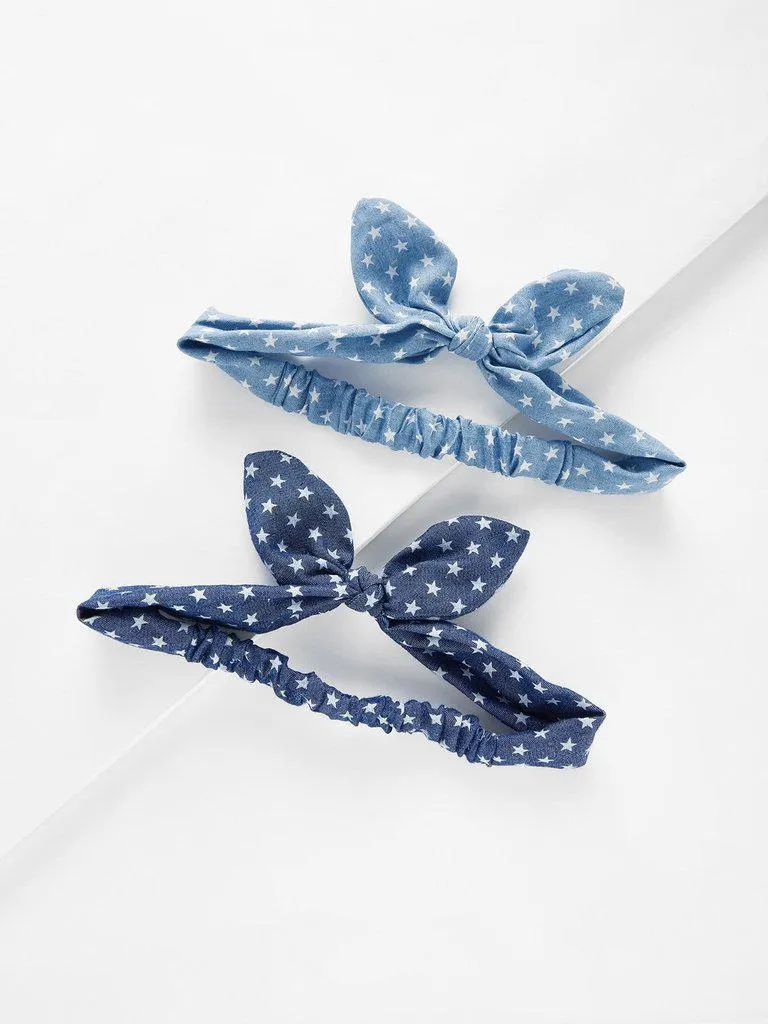 Star Print Knot Ear Headband 2pcs