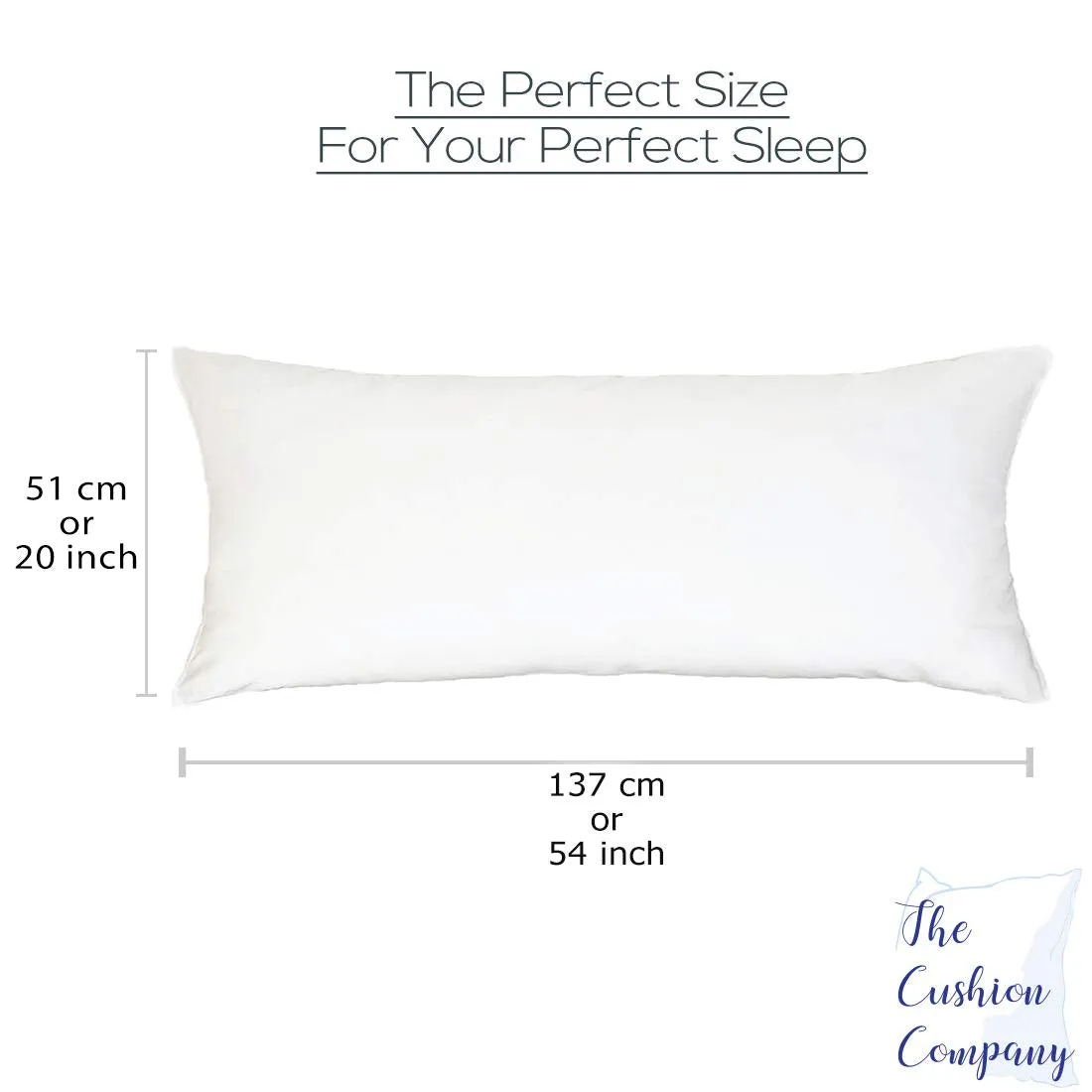 The Cushion Company TCC Microfiber Body Pillow for Side Sleepers, 20x54 inch, White, Polycotton & Microfiber, Pack of 1