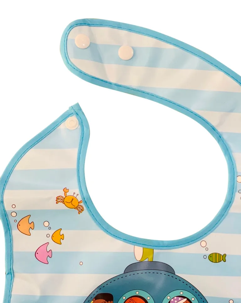 THE LITTLE LOOKERS Waterproof Washable Plastic Printed Baby Bib Apron/Double Layered PVC for Fast Drying with tich Button & Tray/Cute Print in Attractive Colors
