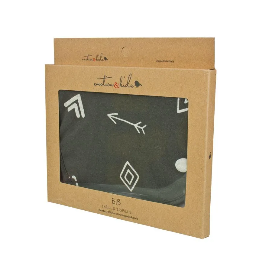 Thrills and Spills Bib - Charcoal Doodle