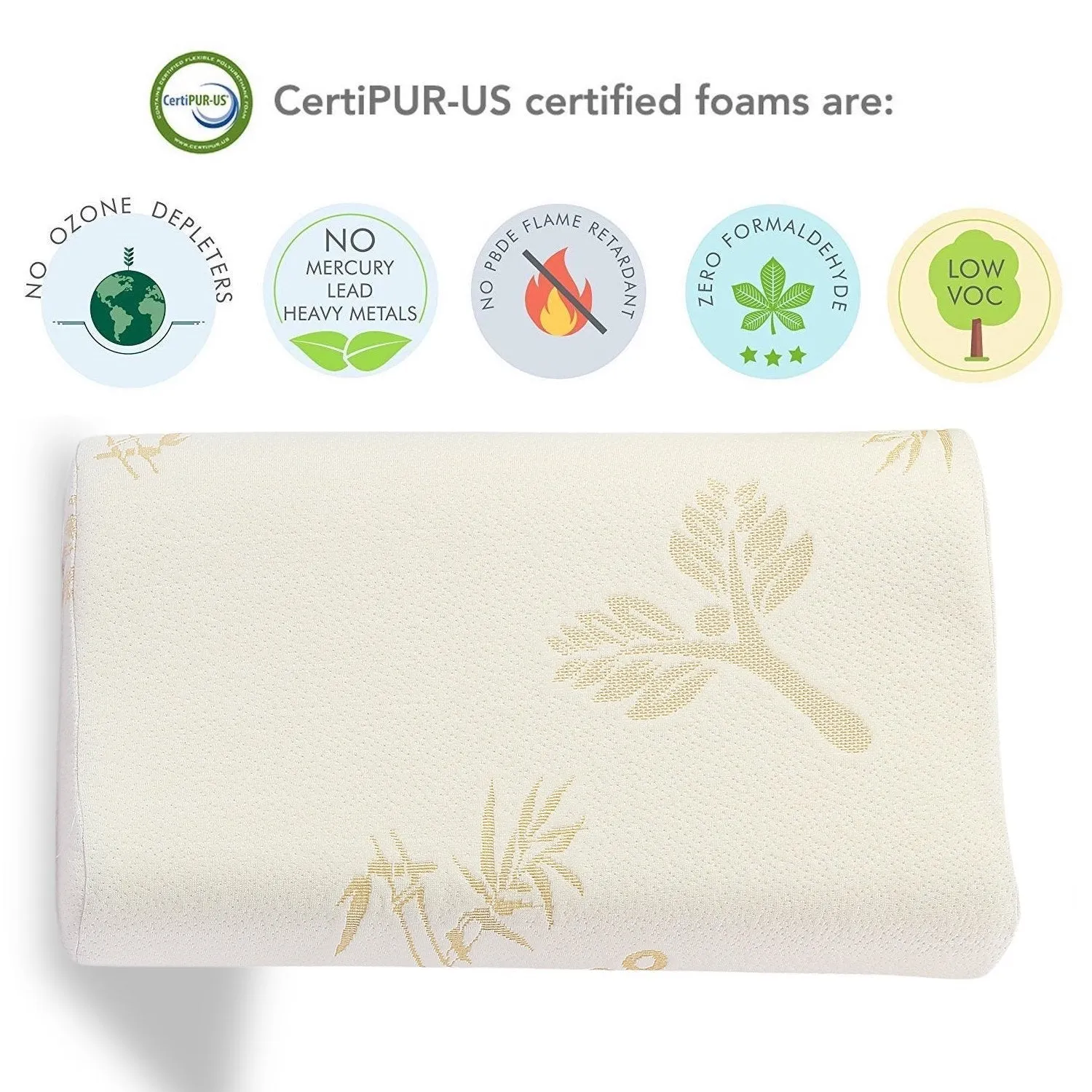 Ultra Soft Cervical Pillow - Contour Pillow with Cool Fibre Cover, White/Golden
