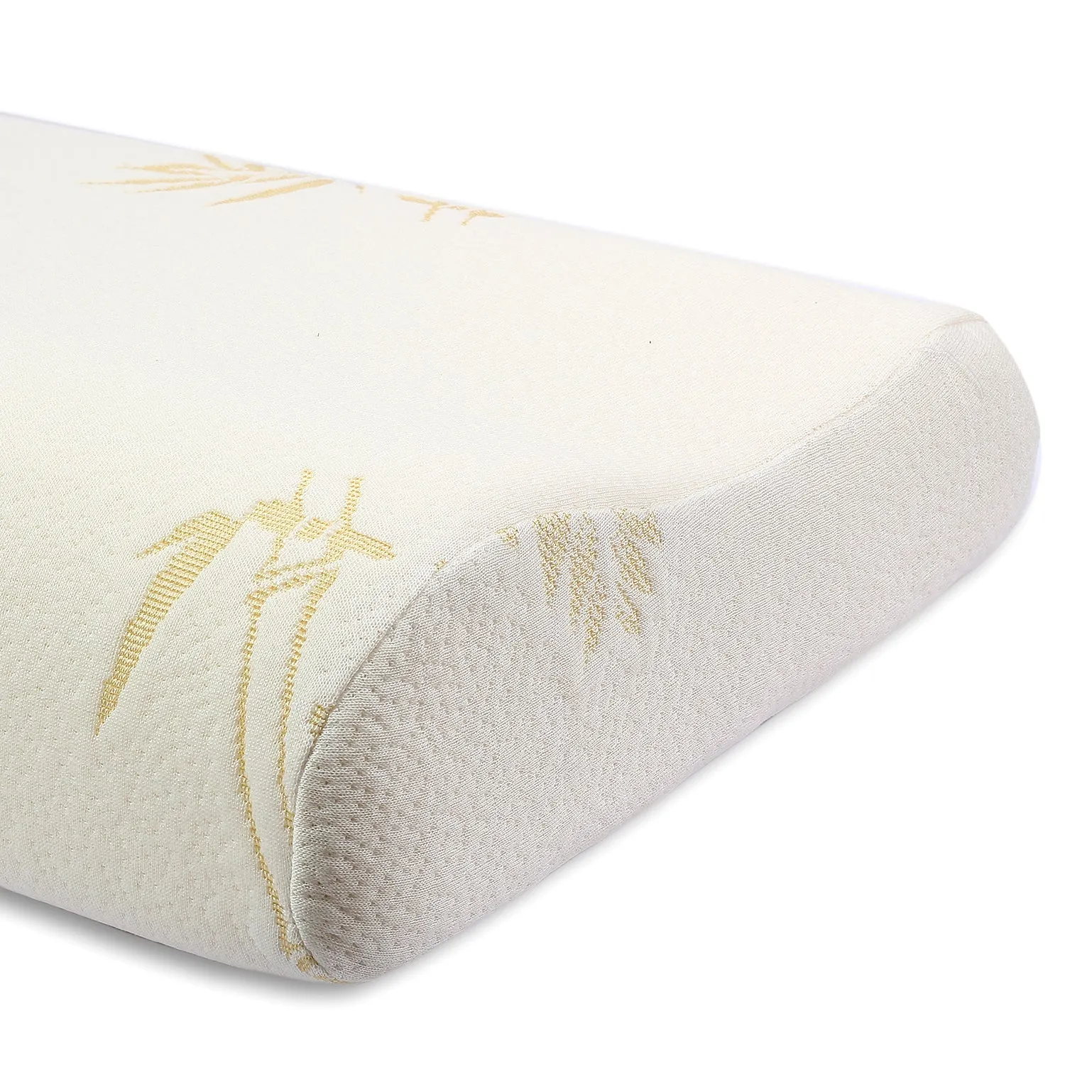 Ultra Soft Cervical Pillow - Contour Pillow with Cool Fibre Cover, White/Golden