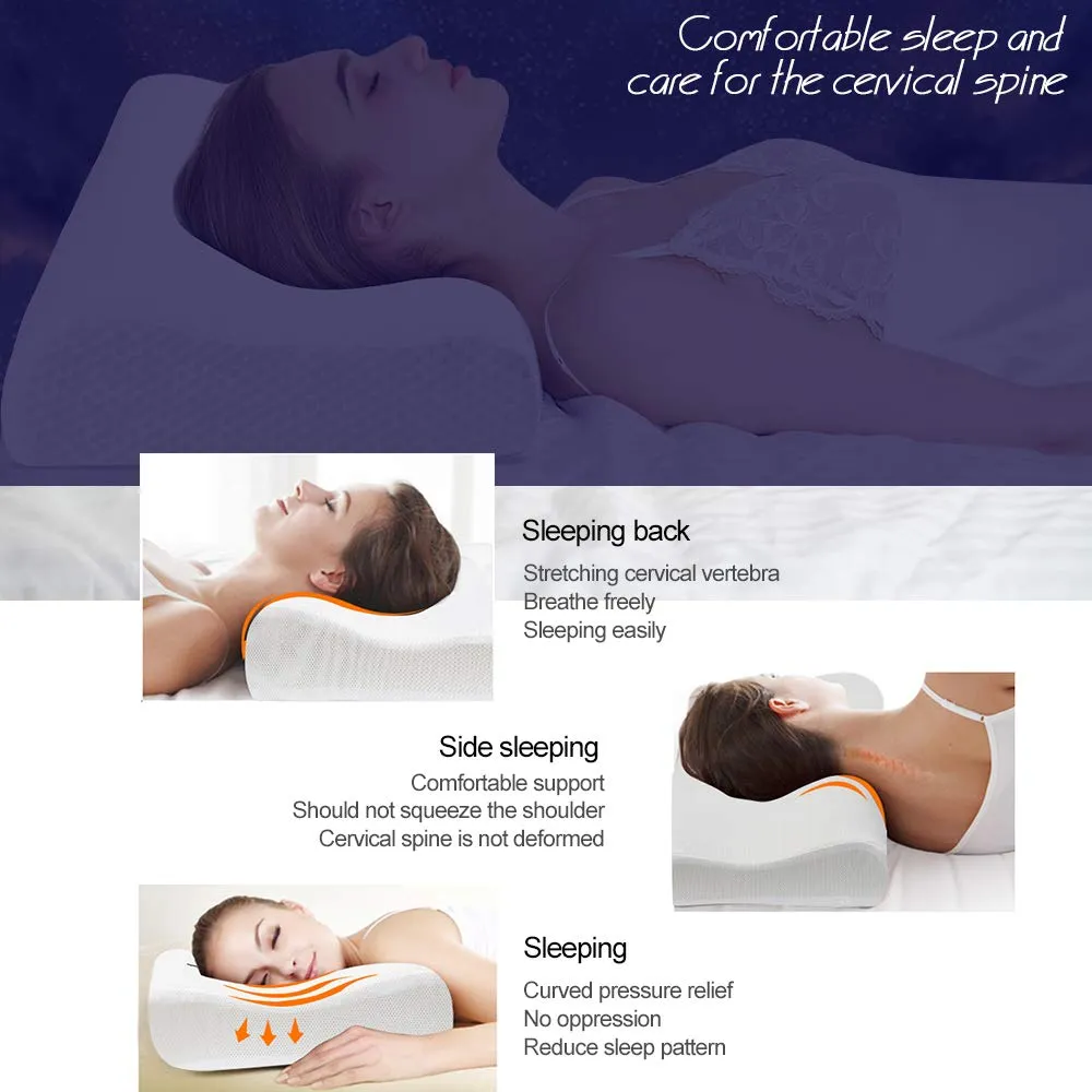 Ultra Soft Cervical Pillow - Contour Pillow with Cool Fibre Cover, White/Golden
