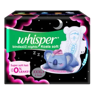 Whisper Sanitary Pads - Bindaz Night Koala Soft - XXXL 