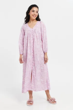 Women Lilac Printed Nightgown