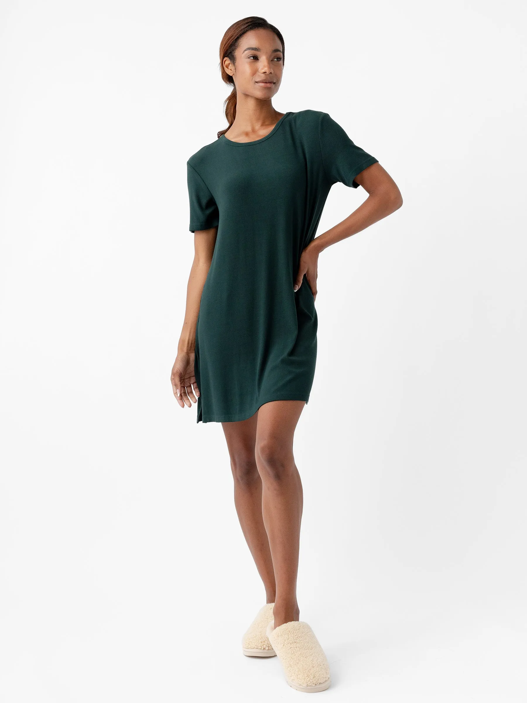 Women’s Bamboo Rib-Knit Boyfriend Sleep Dress