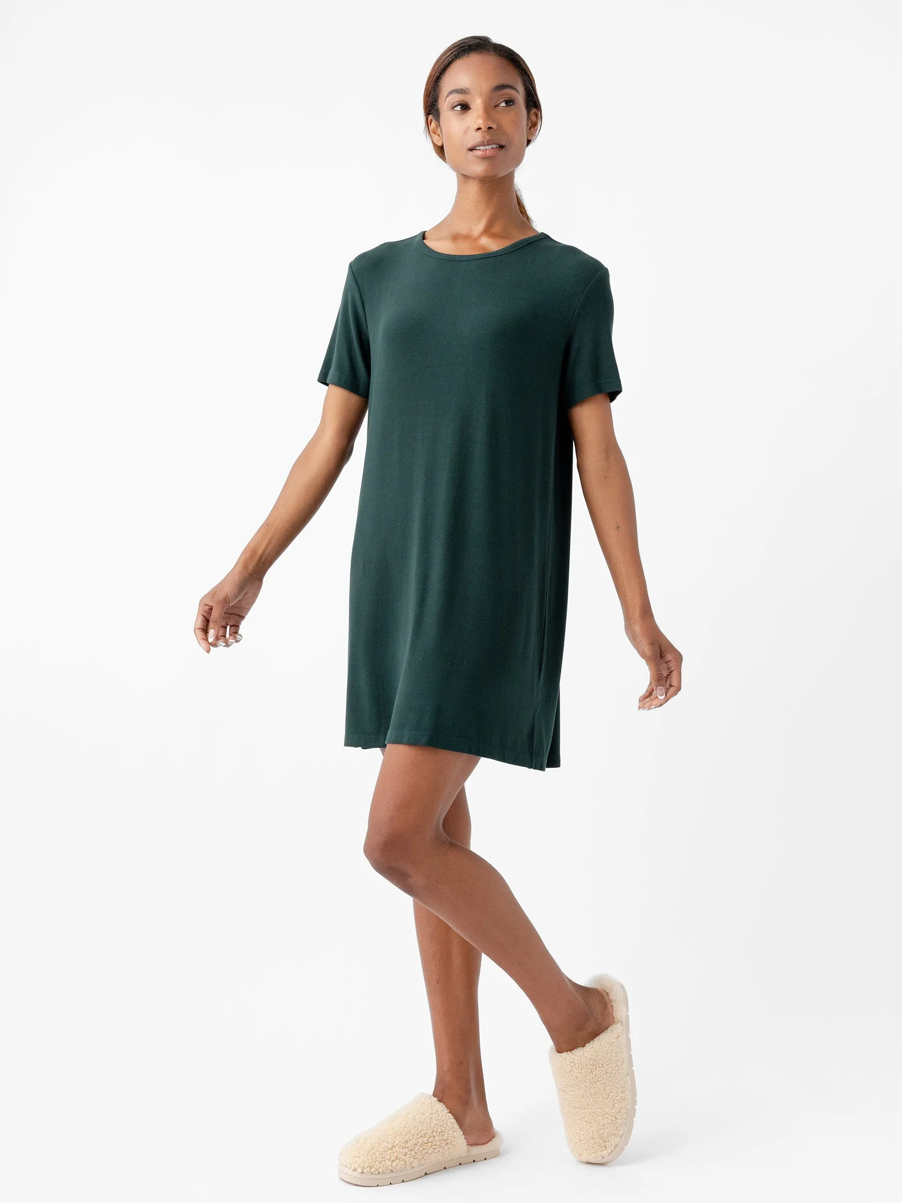 Women’s Bamboo Rib-Knit Boyfriend Sleep Dress